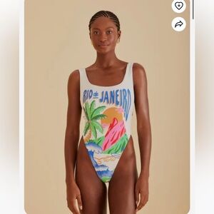 Farm Rio Póster Carioca one piece Swimsuit Size M